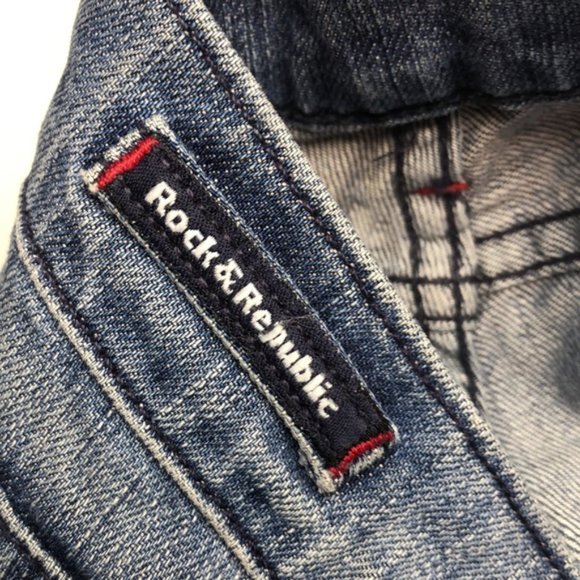 VINTAGE LIGHTWASH ROCK & REPUBLIC CHRISSY CROP JEANS 31x25 FACT DISTRESS… - Picture 2 of 13